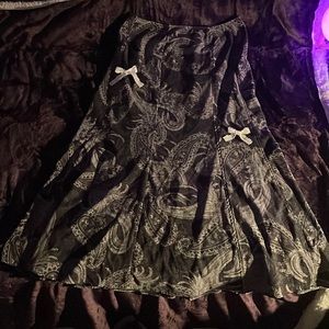 black and grey multi-design long skirt